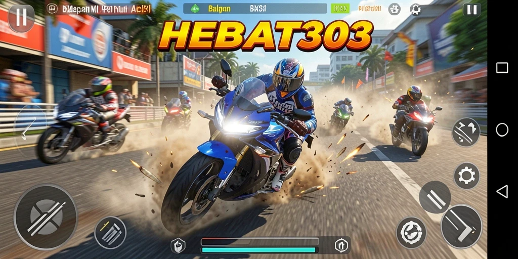 Screenshot gameplay HEBAT303 yang menunjukkan balapan mendebarkan.