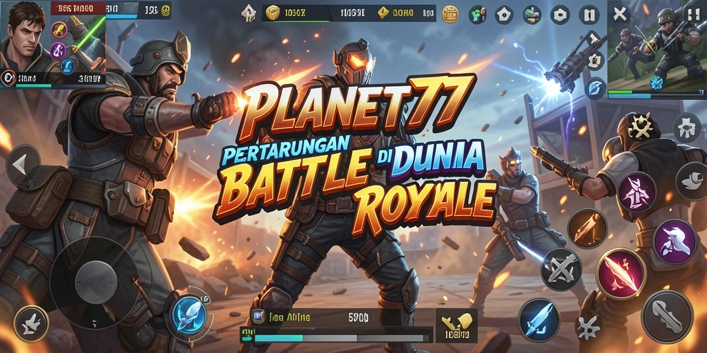 Tampilan aksi seru dalam permainan Battle Royale PLANET77