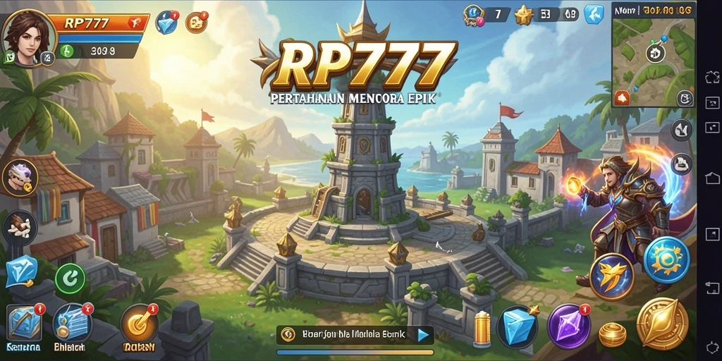 Tampilan gameplay Tower Defense RP777 yang seru dan menantang.