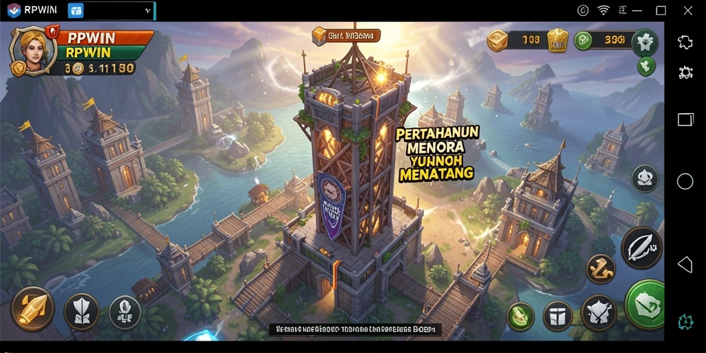Tampilan gameplay yang seru dalam game Tower Defense RPWIN.