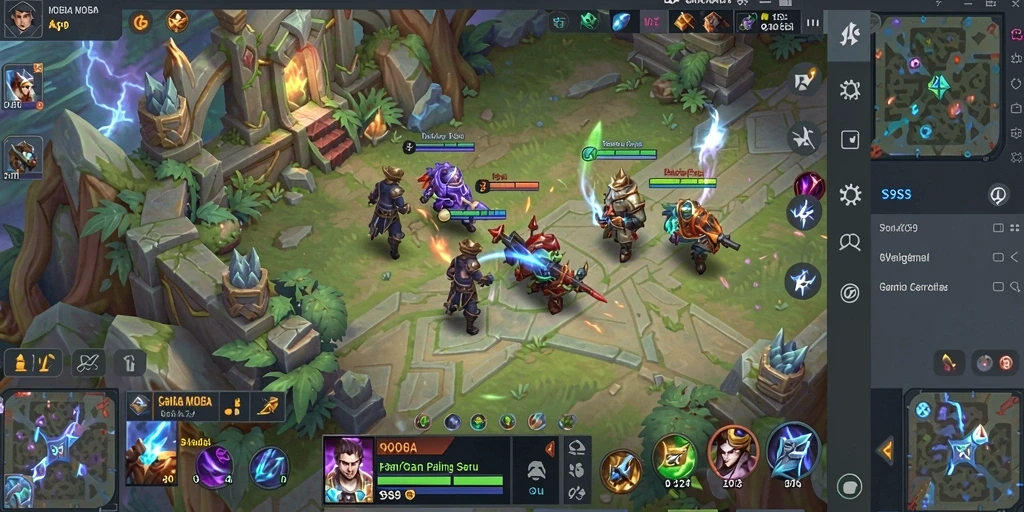 Screenshot menampilkan aksi seru dalam gameplay MOBA.