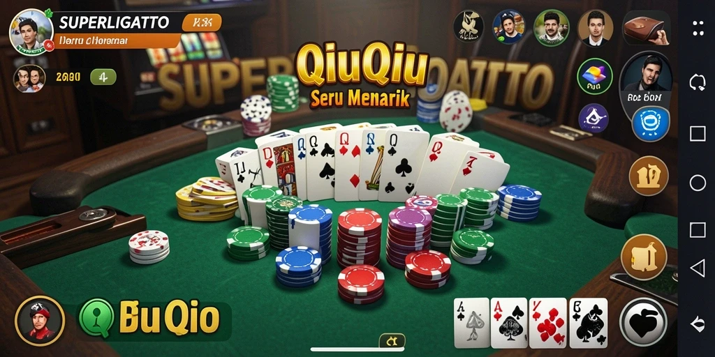 Screenshot gameplay SUPERLIGATOTO yang menampilkan aksi QiuQiu yang mendebarkan.
