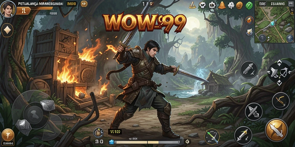 Tangkapan layar WOW99 memperlihatkan pertempuran mendebarkan di dunia RPG.