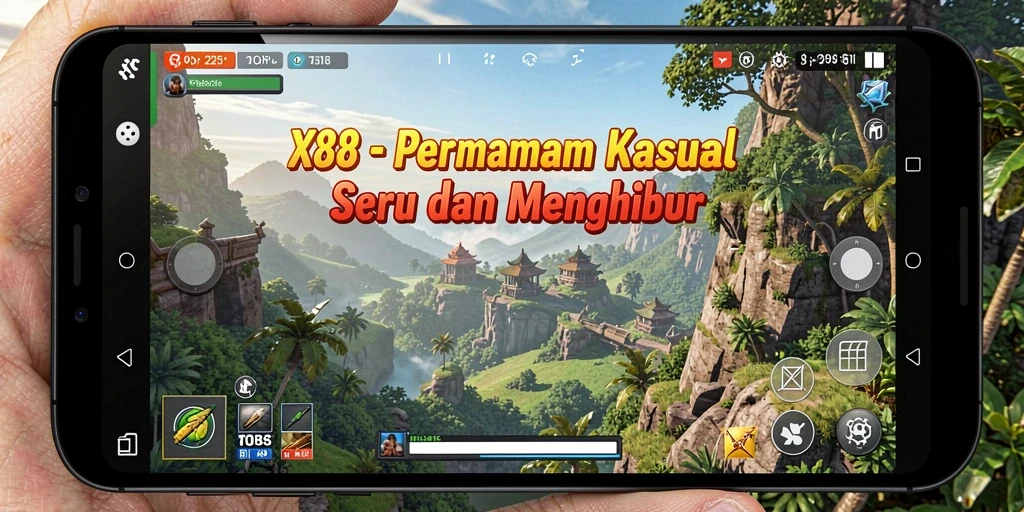 Tangkapan layar gameplay X88 yang menarik dan penuh warna.